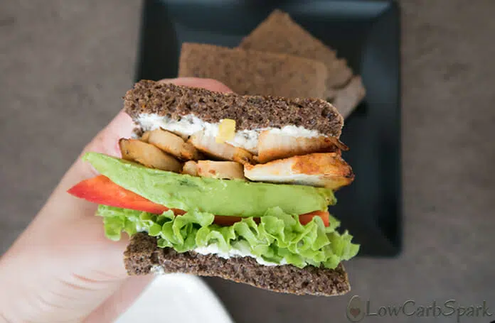 keto sandwich with flaxseed bread