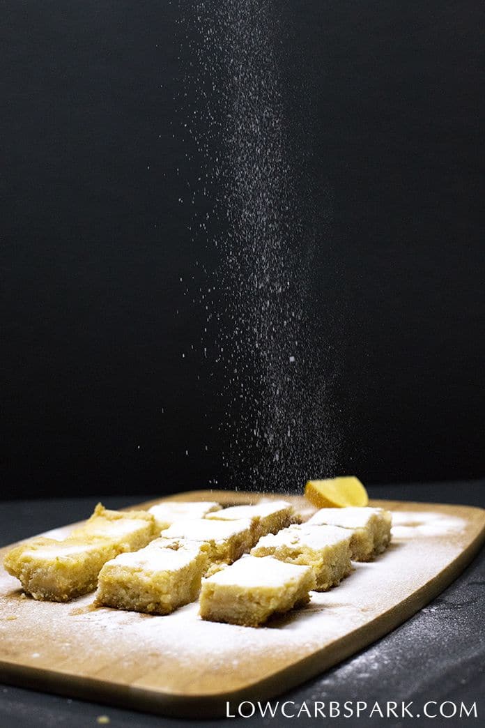 Keto Lemon Bars Recipe - Try these easy, sugar-free lemon bars that have only 2g net carbs and very tasty! You will never believe they are keto friendly, low calories, low carb and sugar free! | #Glutenfree #Lowcarb #keto #sugarfree #healthy via @lowcarbspark