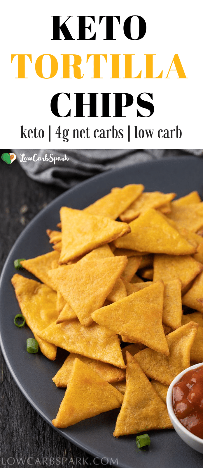 These keto tortilla chips are super easy to make, cruncy and perfect for snacking!