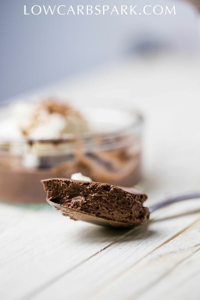 Low Carb & Keto Chocolate Mousse is an insanely easy to make dessert that's perfect for gatherings. It's a festive dessert that's versatile and can be easily adapted to any dietary needs. via @lowcarbspark | www.lowcarbspark.com