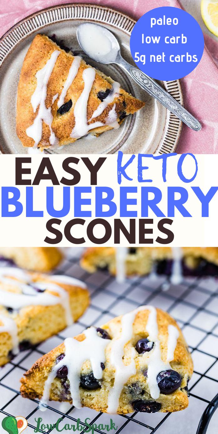 Keto Blueberry Scones with Lemon Glaze