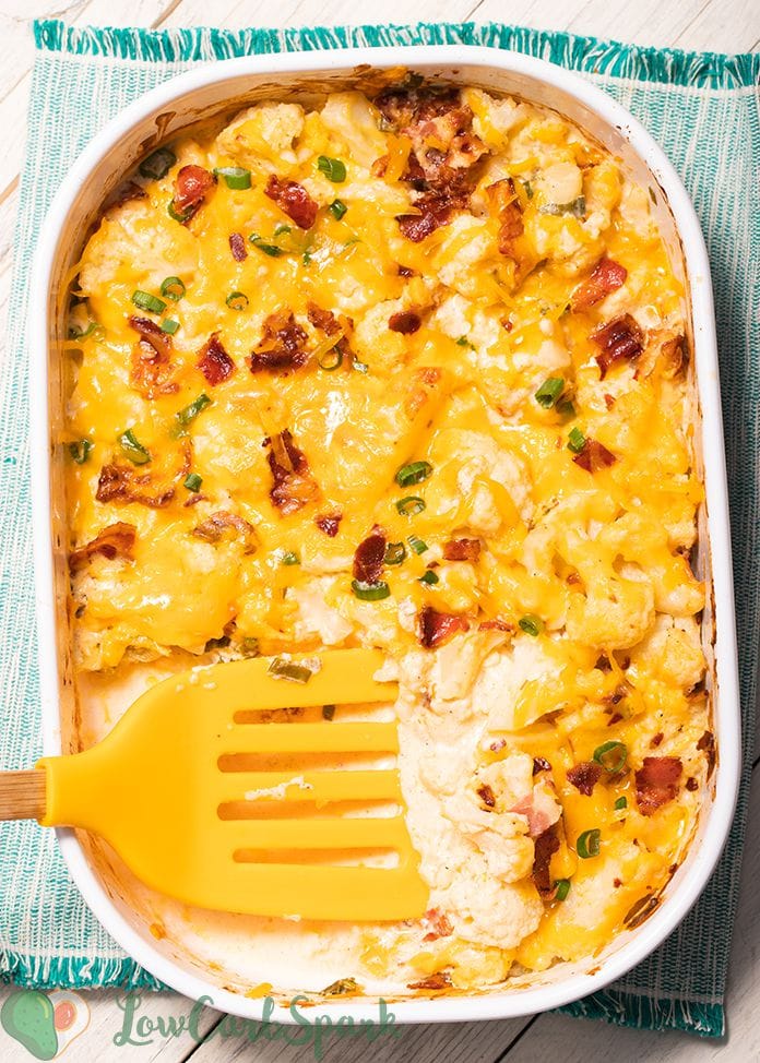 Try The Best Loaded Cauliflower Bake with Cheddar and Bacon!
