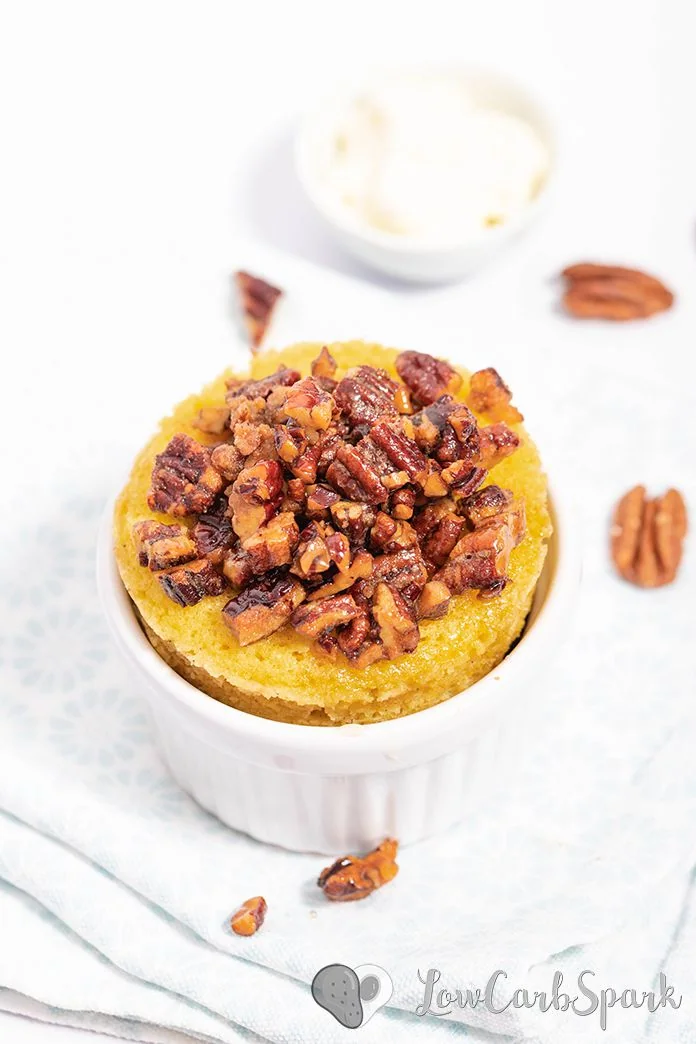 Easy Low Carb Keto Pecan Pie Mug Cake 1 keto mug cake caramelised pecans