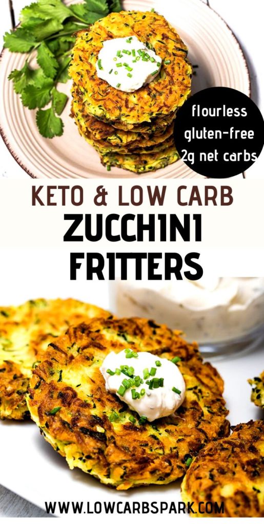 These keto zucchini fritters are extremely easy to make, low in carbs, and the perfect way to use up all that zucchini in your fridge. Zucchini pancakes are delicious served warm with sour cream, fantastic for meal prep,and the best low carb snack for summer. Only 2g net carbs for a serving!