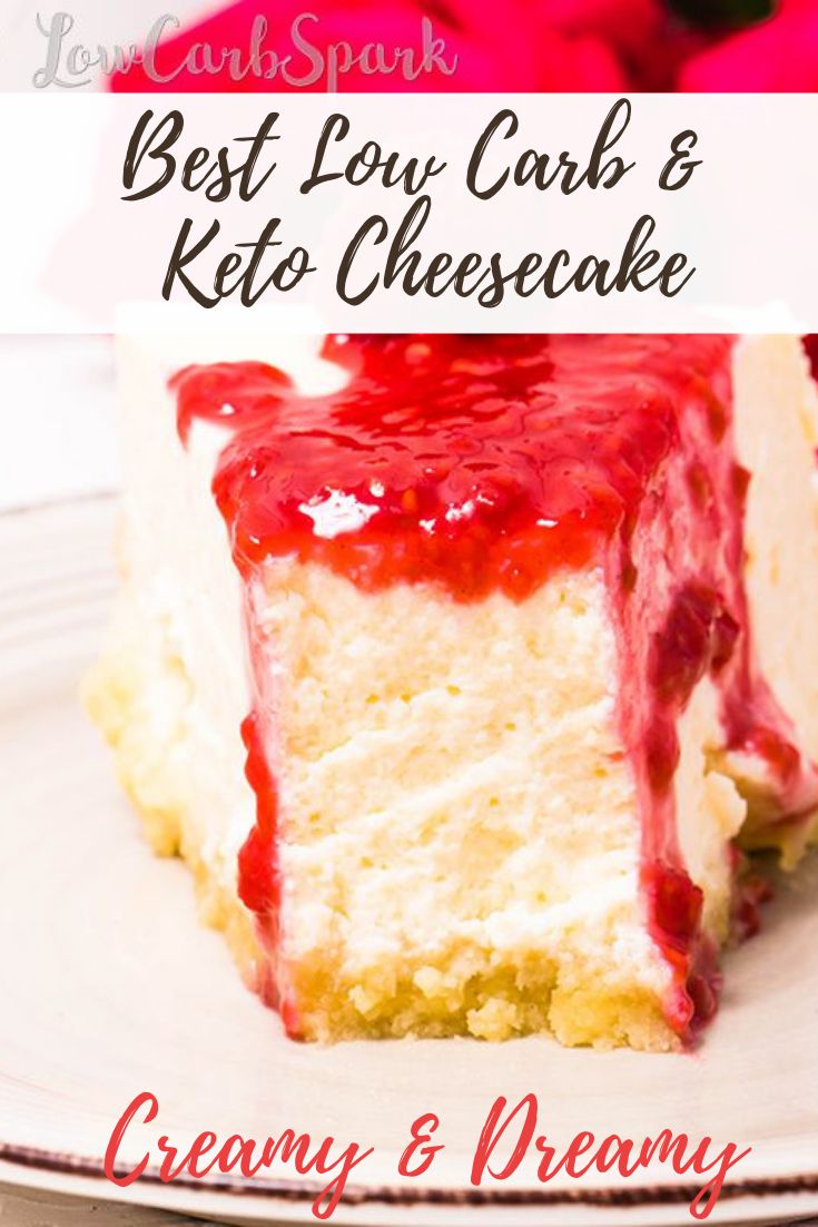 This Keto Cheesecake is the creamiest, smoothest, easiest, silkiest, dessert recipe baked in the oven that's always a hit. I will give you all the tips & tricks to make a perfect sugar-free cheesecake every time. On top of that, it has only 5g net carbs for a slice, crust included!