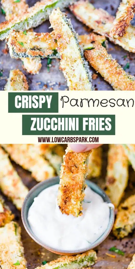 These crispy baked zucchini fries are delicious, satisfying, cheesy, and easy to make. Enjoy these fries as a keto healthy snack, appetizer or side dish for just 1.3g carbs a serving.