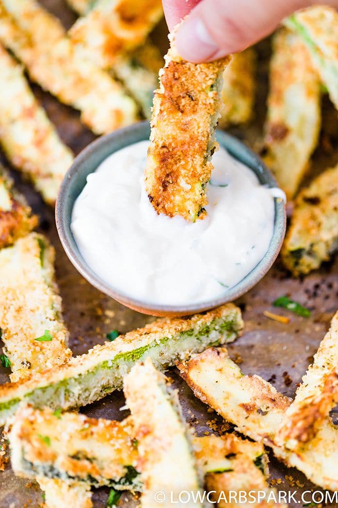 For these delicious ovens baked parmesan zucchini fries you’ll need just a few ingredients. I’m always amazed by how common ingredients when paired together deliver such flavorful results. Just four ingredients plus seasonings.