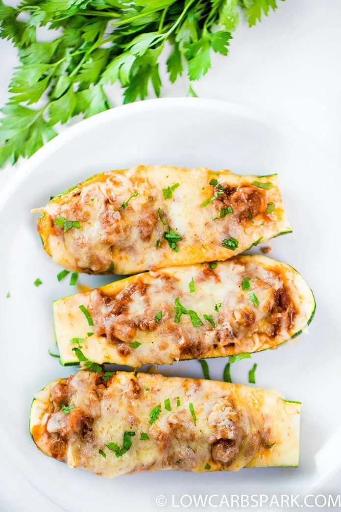 Stuffed Zucchini Boats 5 cheesey stuffed zucchini boats