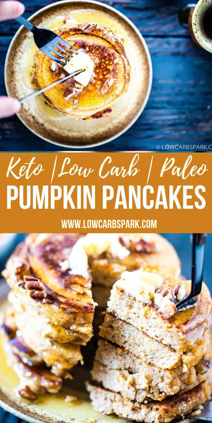 Thick and Fluffy Flourless Pumpkin Pancakes (Low Carb, Keto, Paleo)