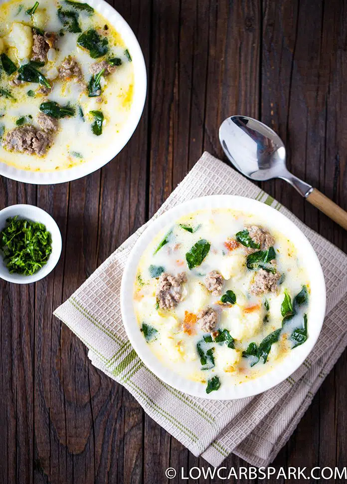 delicious italian soup with kale spinach and ground beef