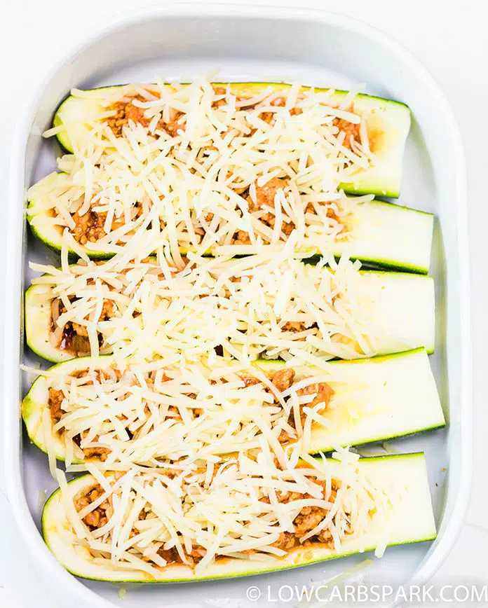 zucchini boats filled with beef sauce