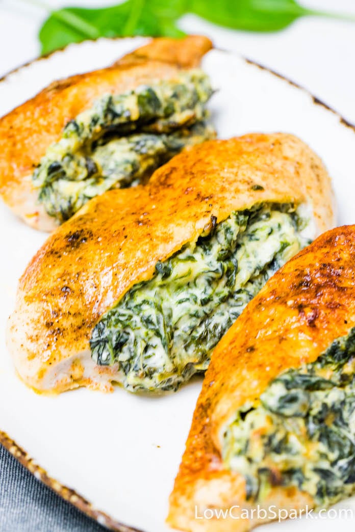 Delicious chicken breast stuffed with creamy and cheesy spinach, cream cheese filling baked in the oven is super juicy and tasty. This meal is family-friendly and super quick to make.