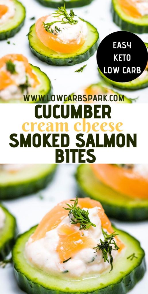 The easiest cucumber salmon appetizer you can make. Fresh and Crispy cucumber slices topped with a creamy dill lemony cream cheese mixture and delicious pieces of smoked salmon. Sounds divine, right? Ready in under 20 minutes. Enjoy a delightful salmon appetizer!