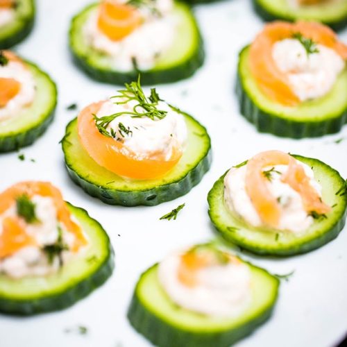 These little cucumber smoked salmon appetizers are not only elegant but delicious and quick to make. Extremely easy to assemble, this appetizer will surely impress your friends at the next dinner or party.