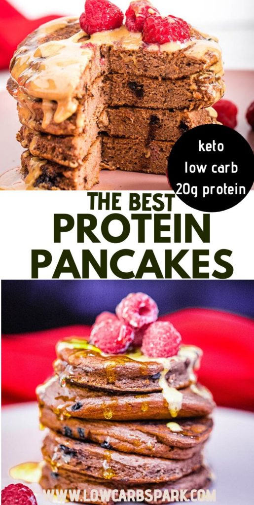 Protein pancakes are super fluffy, easy to make, and perfect for breakfast or a quick post-workout snack. They're loaded with protein, chocolate flavor, and most important sugar-free and wheat flour-free. Super easy to make these pancakes pack about 20g protein per serving! You should definitely give these pancakes a try!