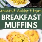 These Zucchini Savory Muffins are absolutely terrific and need only simple low carb ingredients such as zucchini, eggs, cheese, and bacon. You have to try this perfect on the go low carb breakfast. They are keto zucchini muffins with a garlicky taste, moist inside, and the best crispy golden top. Recipe via @lowcarbspark | lowcarbspark.com