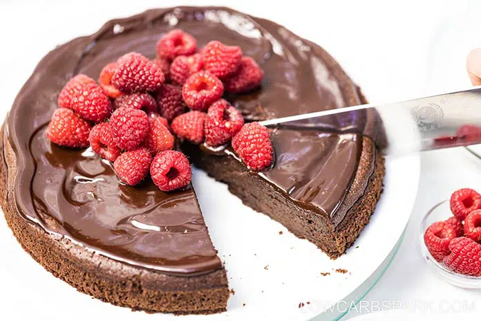 Flourless Chocolate Cake 2 This delicious moist flourless cake is naturally gluten-free and keto-friendly.
