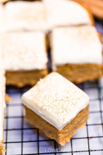 The BEST Keto Pumpkin Bars with Cream Cheese Frosting