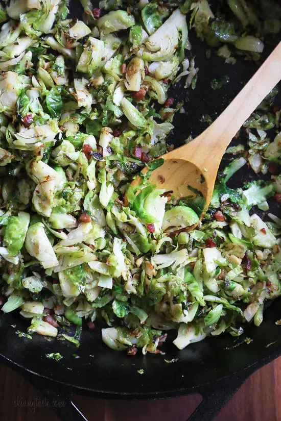shredded brussels sprouts with pancetta 1 9