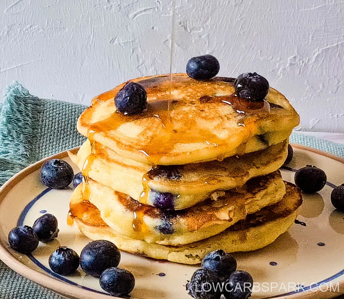 Fluffiest Keto Blueberry Pancakes with Almond Flour 5 blueberry pancakes