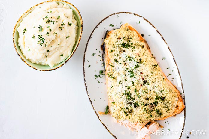 favorite salmon recipe with cauliflower mashed potatoes