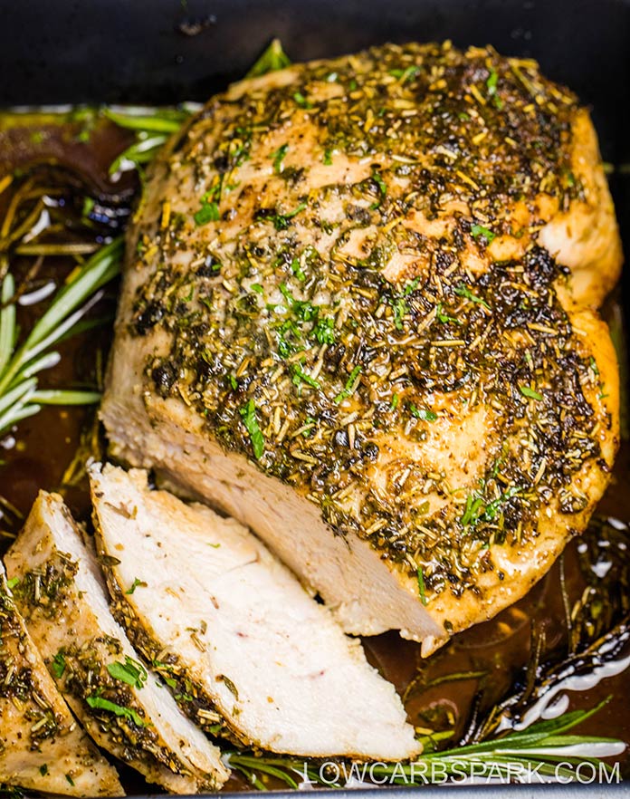 juicy turkey roasted with herbs