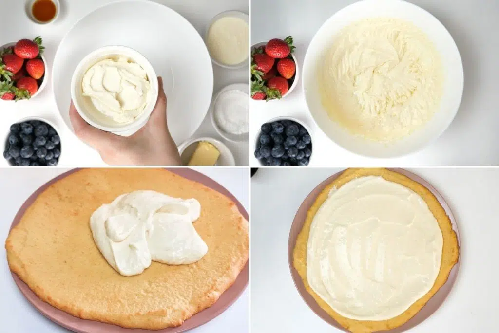 Keto Fruit Pizza with Cream Cheese Frosting - 4g net carbs! 6 decorate keto fruit pizza