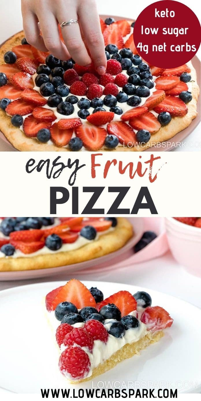 Keto Fruit Pizza with Cream Cheese Frosting - 4g net carbs!