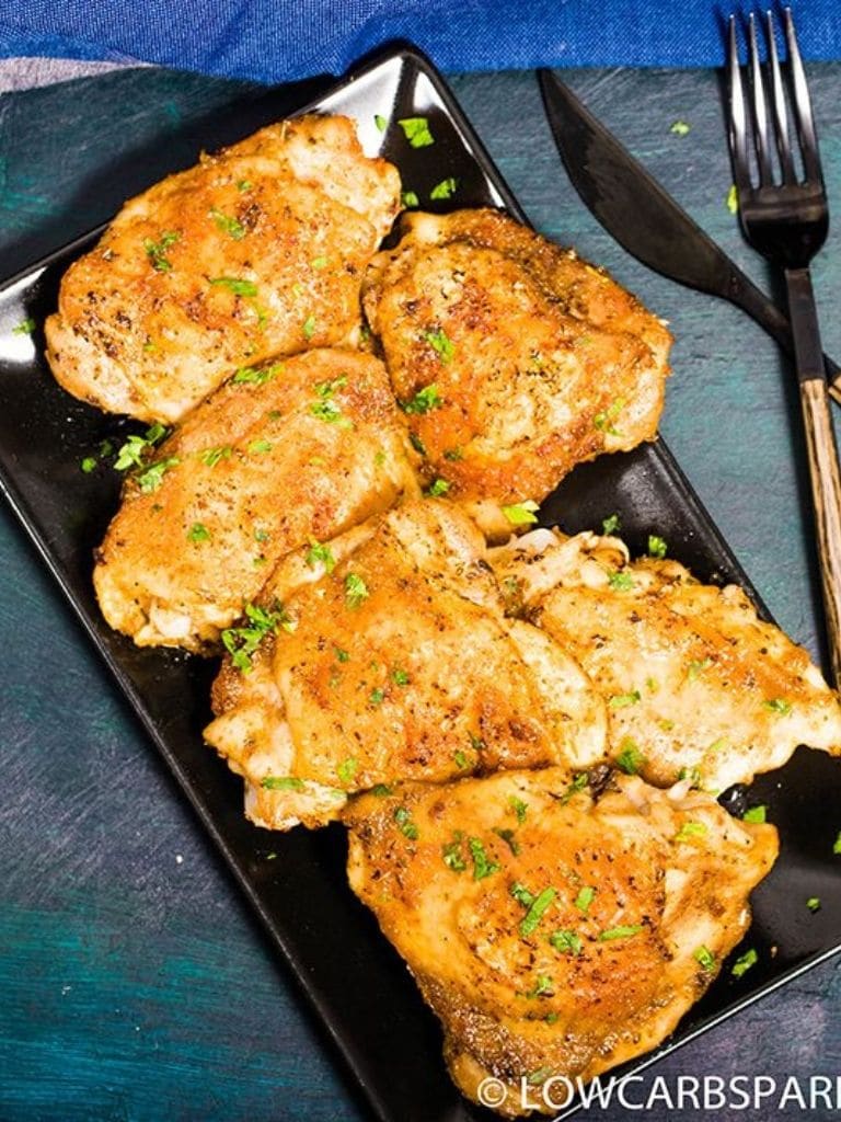 Crispy Oven Baked Chicken Thighs - Low Carb Spark