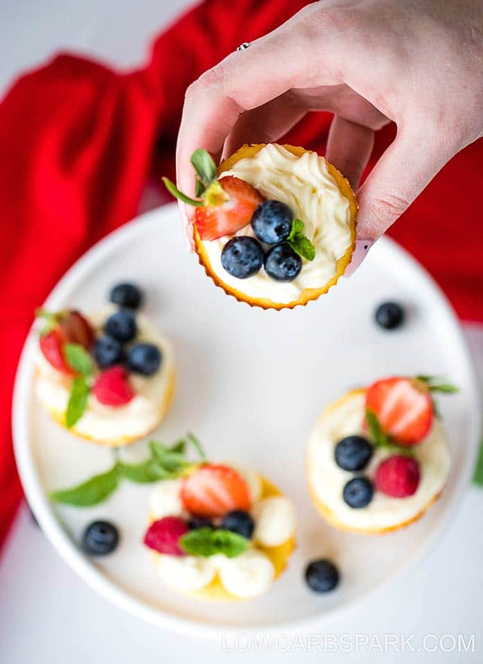 favorite mini cheesecake cupcakes without sugar on a white plate
