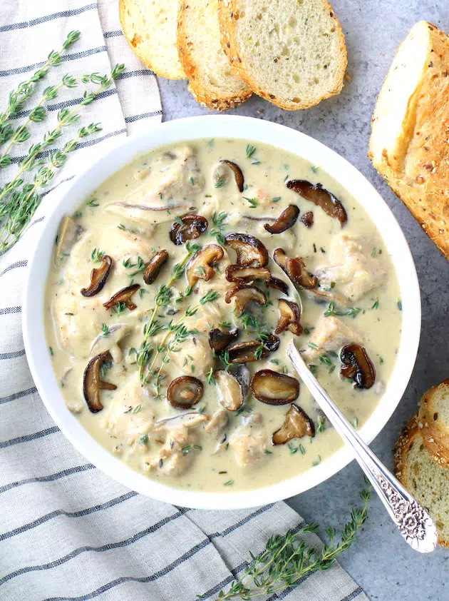 Low Carb Chicken and Mushroom Soup OT bowl mushrooms 3