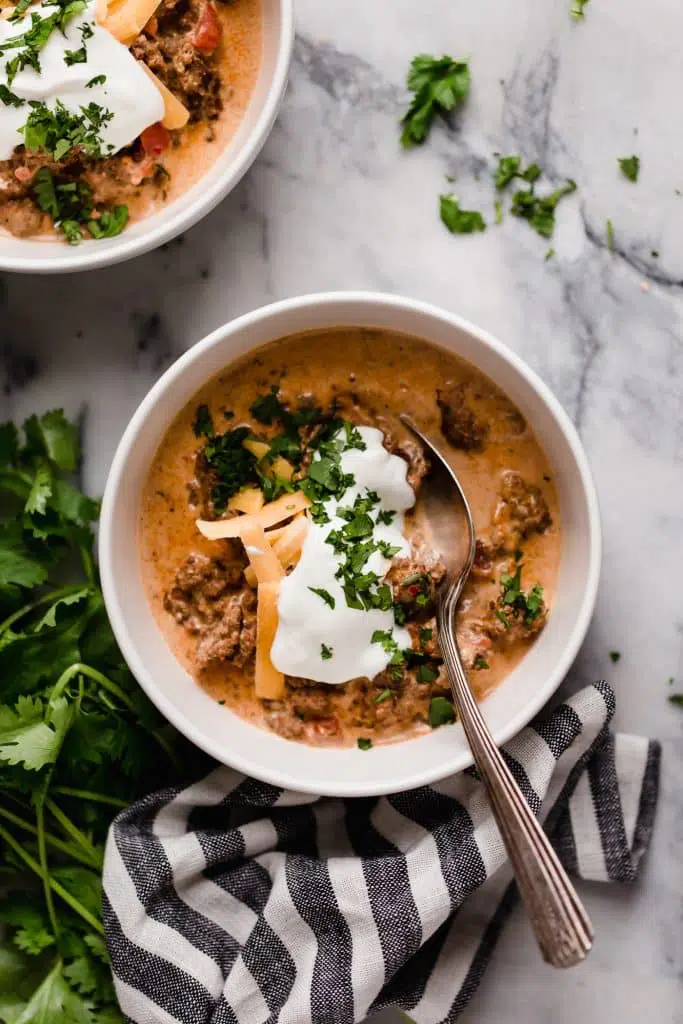 35 Keto Soup Recipes - Best Low Carb Soups 21 Slow Cooker Taco Soup Finals 8 683x1024 1