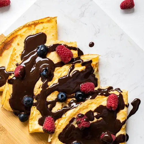 Almond Flour Keto Crepes 9 keto crepes with cream cheese with sugar free chocolate sauce