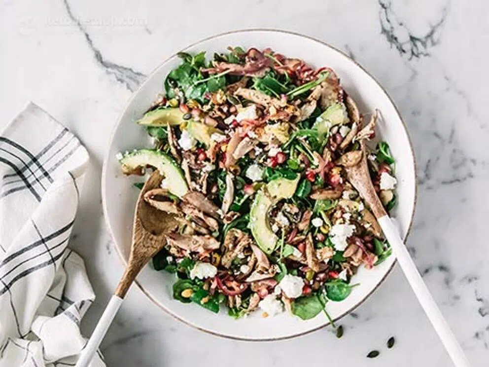 21 Delicious Keto Leftover Turkey Recipes 19 leftover warm turkey salad 4 kd3 992w
