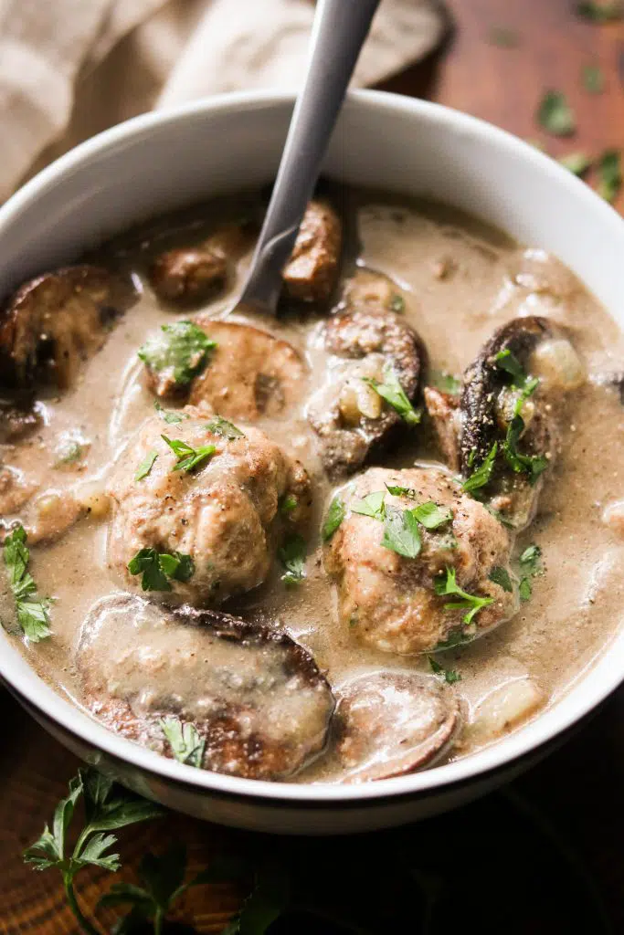 35 Keto Soup Recipes - Best Low Carb Soups 33 meatball mushroom soup 15 683x1024 1