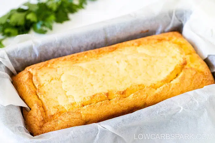 coconut flour bread loaf in a pan