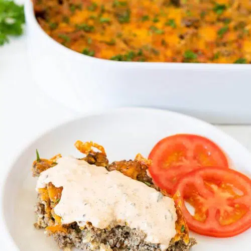 Homemade Keto Cheeseburger Casserole 6 keto cheeseburger casserole with big mac sauce