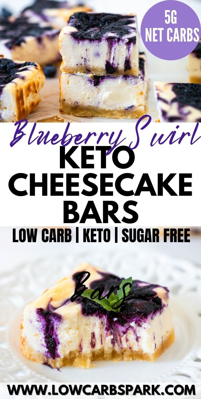 Blueberry Swirl Keto Cheesecake Bars