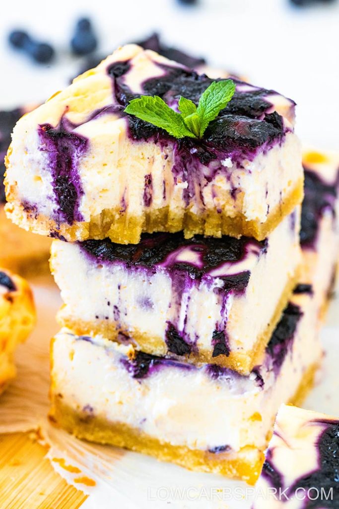 low carb keto blueberry cheesecake bars