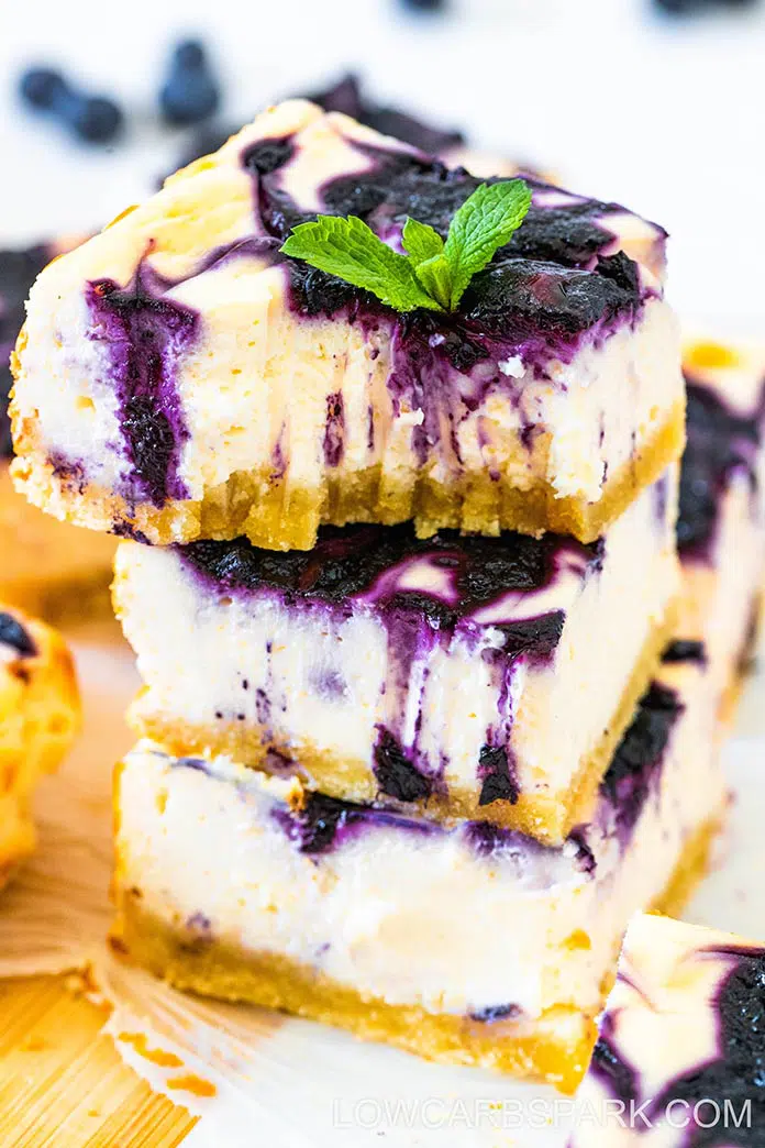 low carb keto blueberry cheesecake bars
