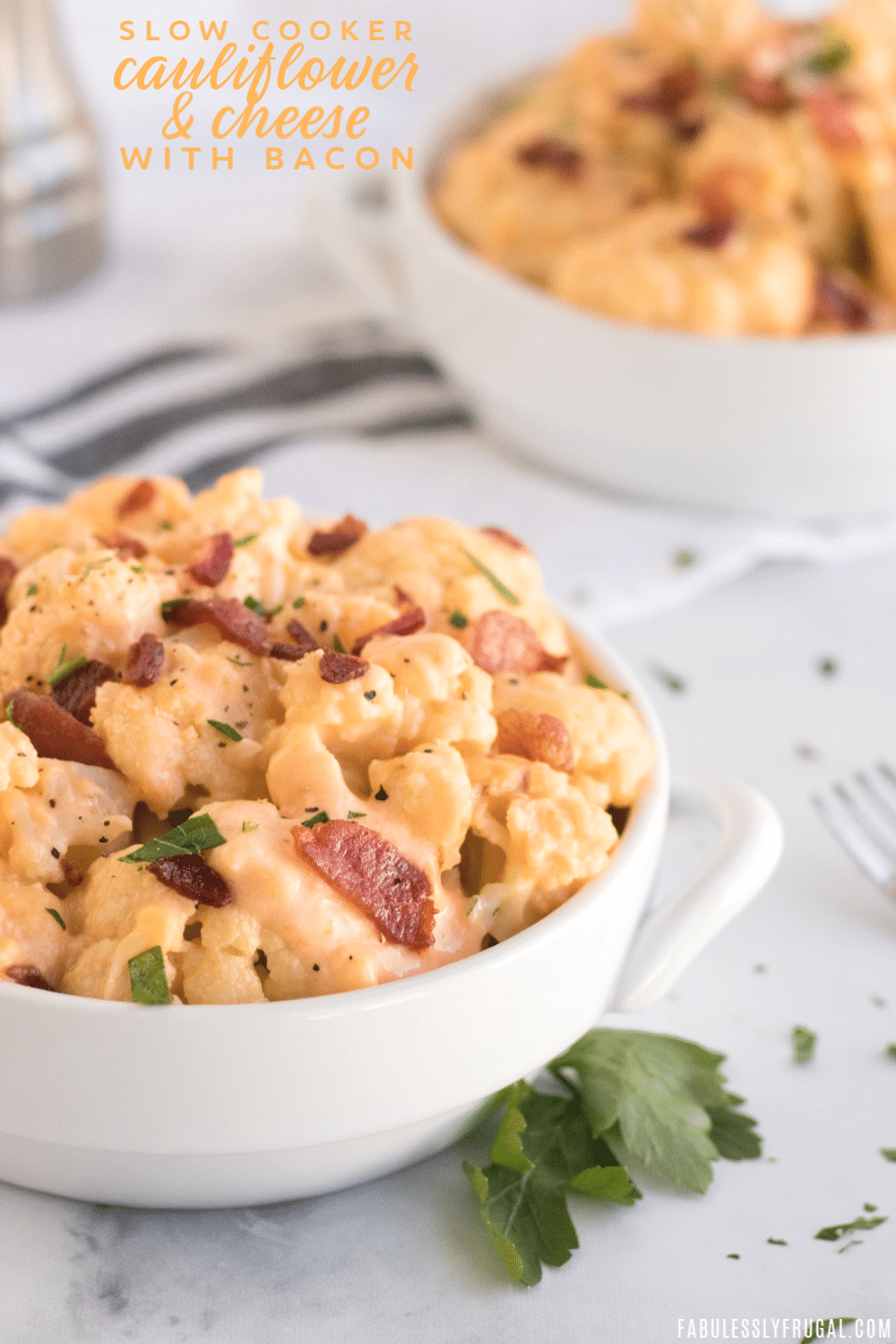 slow cooker cauliflower cheese with bacon