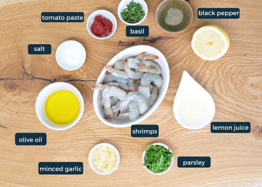 ingredients for Garlic Grilled Shrimp