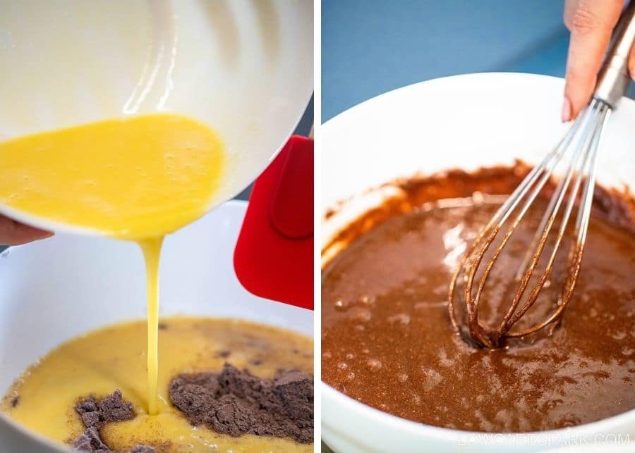 keto cake ingredients and chcocolate batter