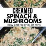 Easy Creamed Spinach and Mushrooms pinterest 1