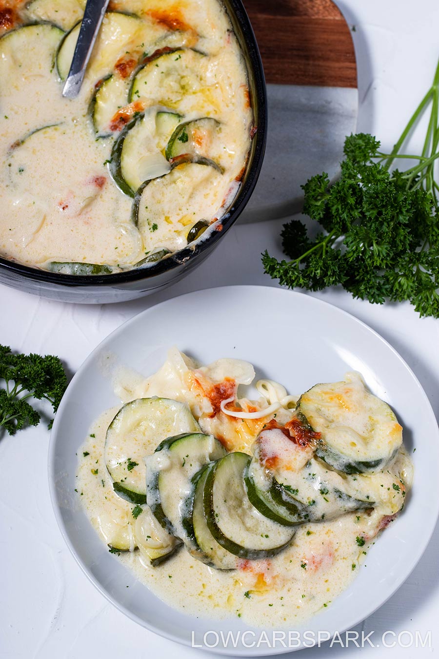 casserole with creamy zucchini