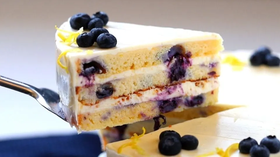 Keto Lemon Blueberry Cake - Low Carb Cake 4 favorite keto blueberry cake slice
