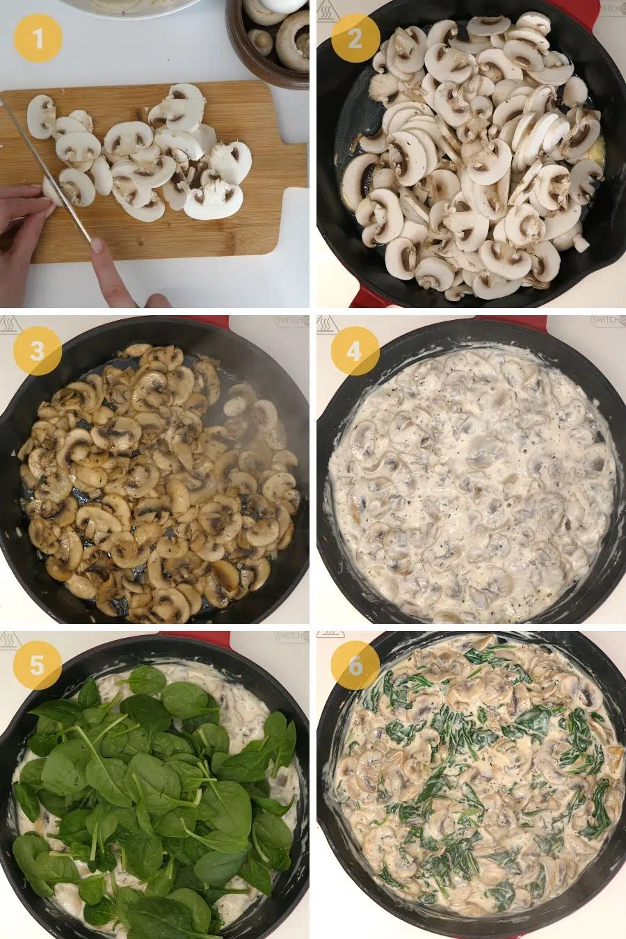 how to make creamed mushroom and spinach