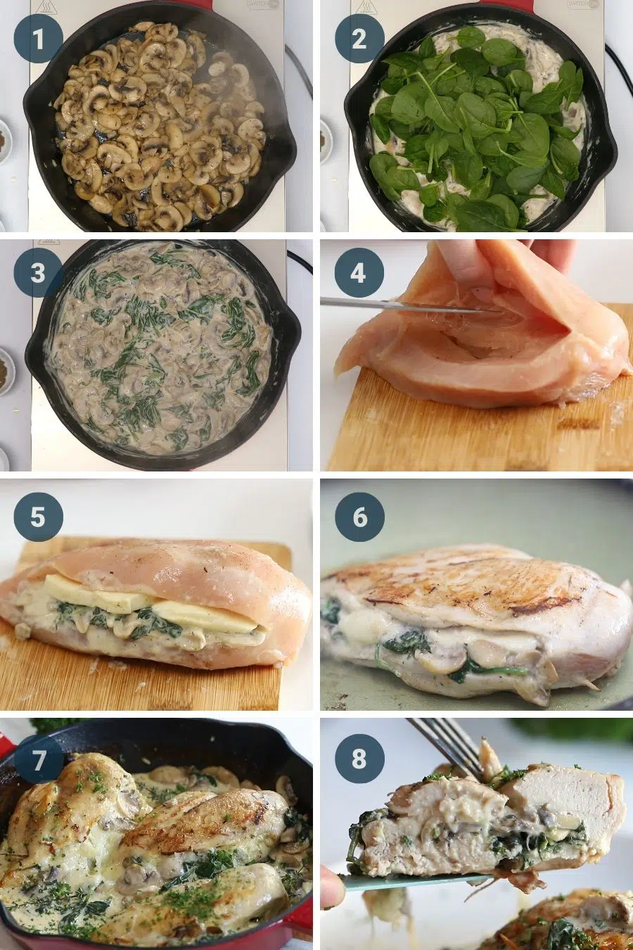how to make mushroom and spinach stuffed chicken breast