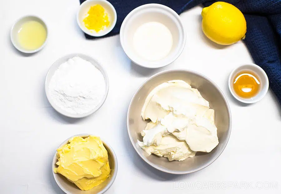 ingredients for the lemon cake sugar free frosting
