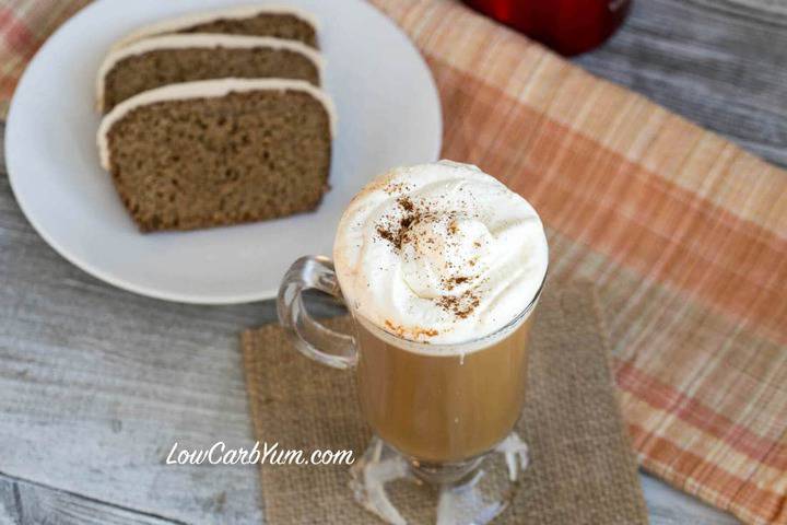 low carb gingerbread spiced coffee above